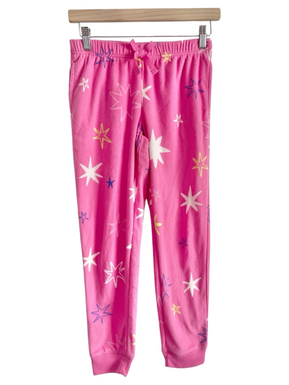 Old Navy Girls Pink Star Fleece Pajama Pants Cozy L 10-12yrs